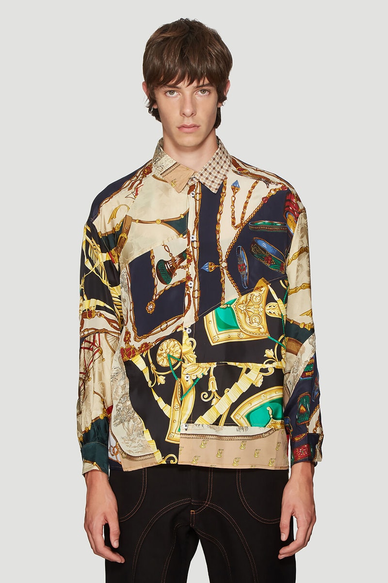 ahluwalia studio patchwork track pants sweater blue long sleeved shirt beige print colorway release fall winter 2019 