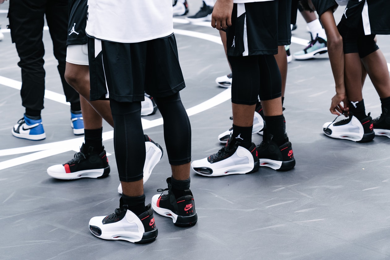 air jordan brand 34 xxxiv zion williamson nba new orleans pelicans stranger things caleb mclaughlin harlem new york city nyc unveil reveal event Dunlevy Milbank Center baby dunk kids crew basketball sneakers shoes nike air black white red 
