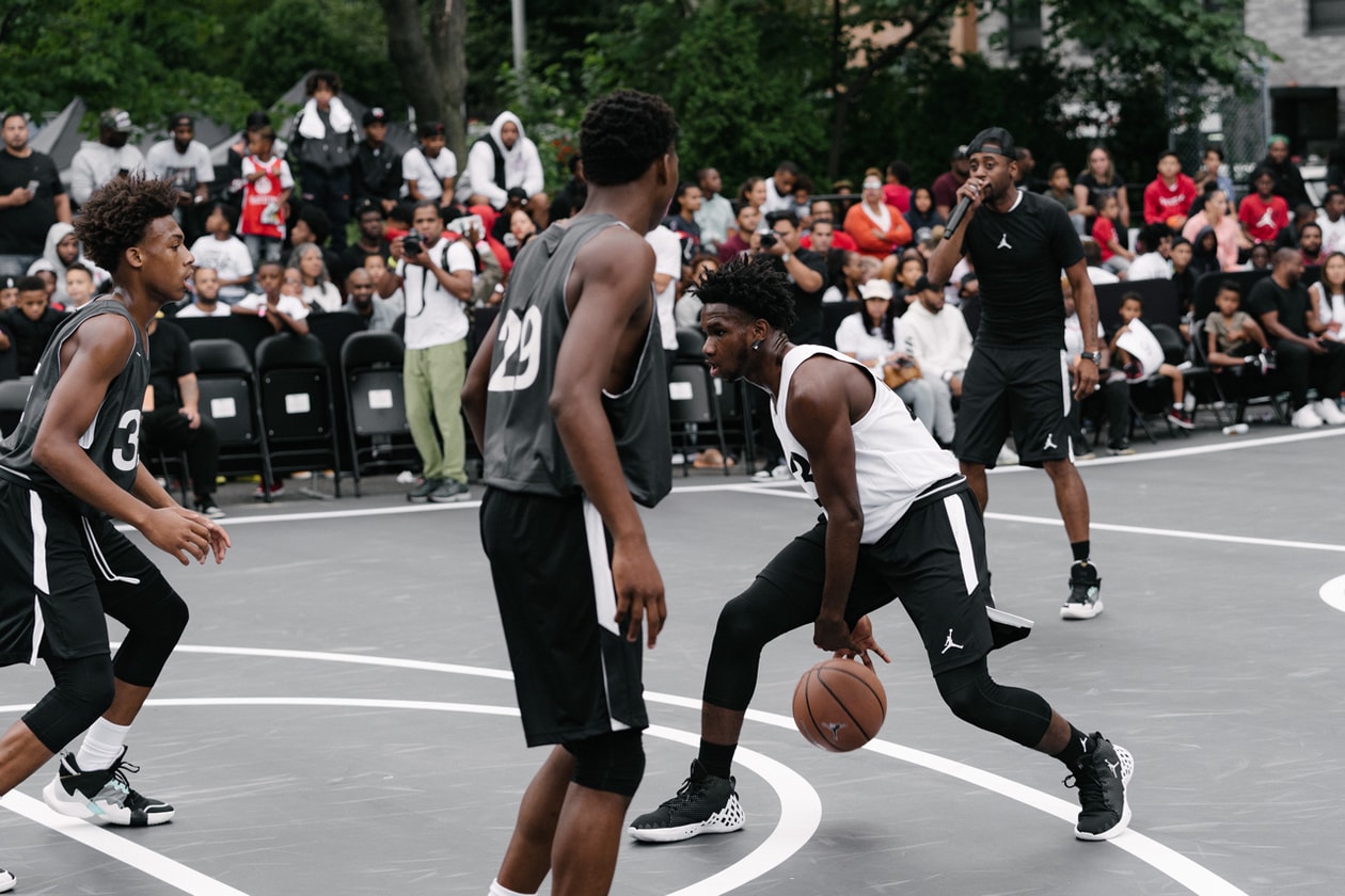 air jordan brand 34 xxxiv zion williamson nba new orleans pelicans stranger things caleb mclaughlin harlem new york city nyc unveil reveal event Dunlevy Milbank Center baby dunk kids crew basketball sneakers shoes nike air black white red 