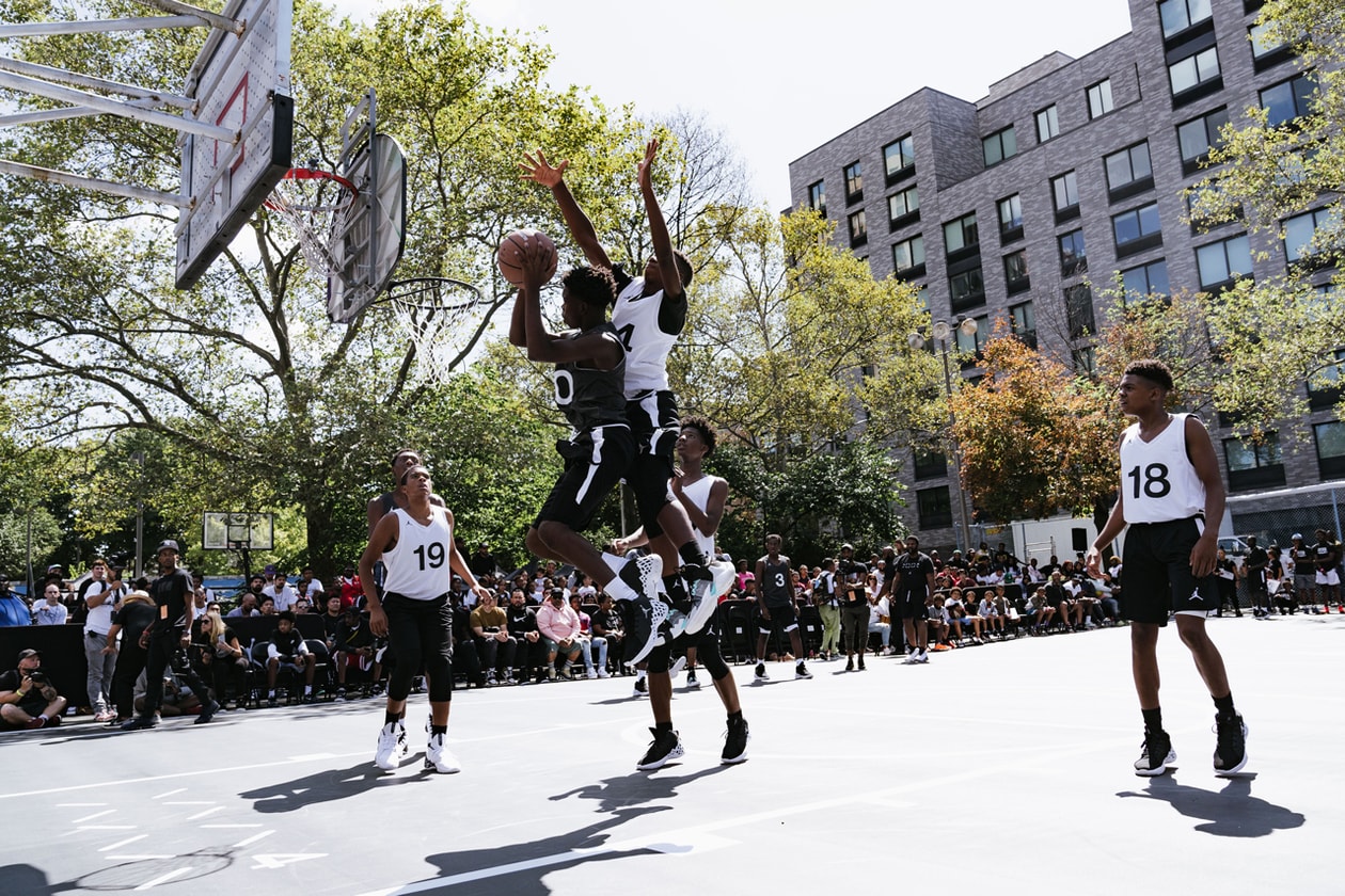 air jordan brand 34 xxxiv zion williamson nba new orleans pelicans stranger things caleb mclaughlin harlem new york city nyc unveil reveal event Dunlevy Milbank Center baby dunk kids crew basketball sneakers shoes nike air black white red 