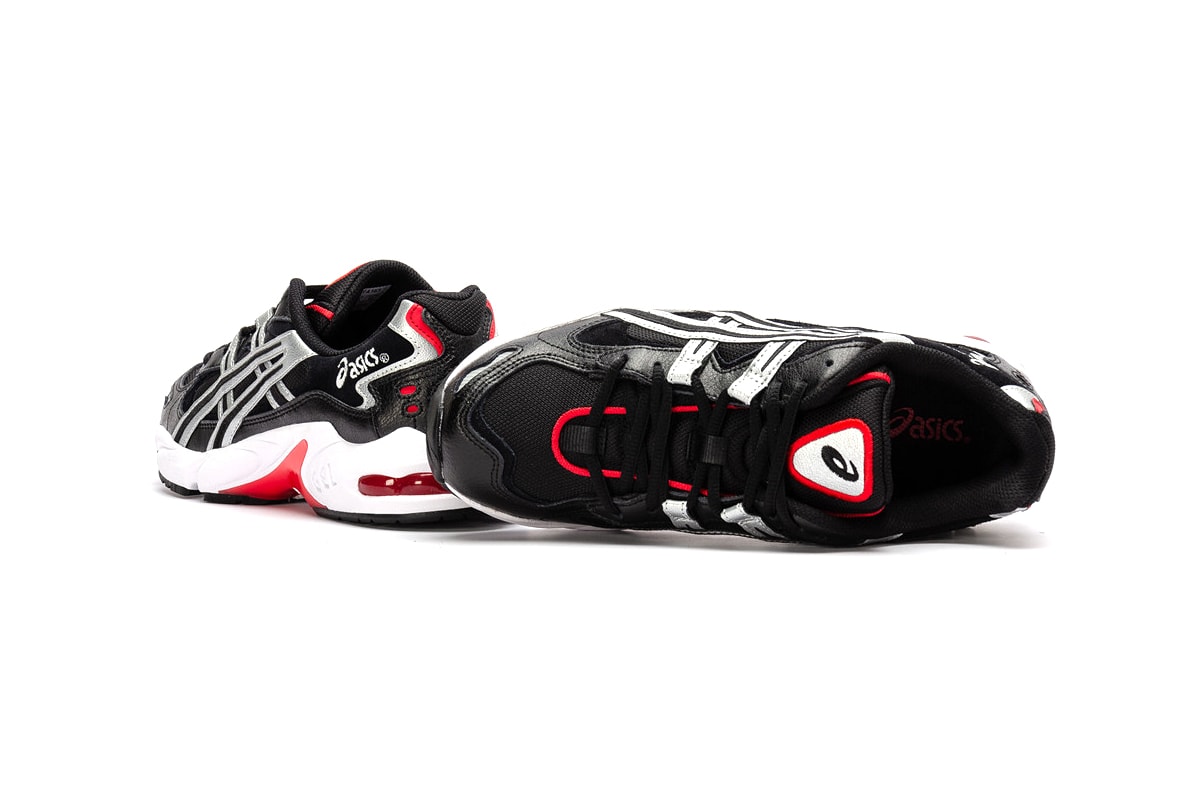 ASICS GEL-KAYANO 5 OG "Black/Silver" Release Information First Look Shop Now Foot District Footwear Sneaker Drop Red Detailing Metallic