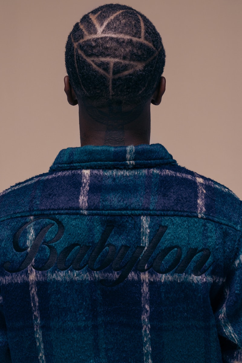 Babylon LA Fall/Winter 2019 Lookbook Collection Cut & Sew heavy plaid jacket tie dye knit sweater tricolor rugby half zip anorak Drop 1