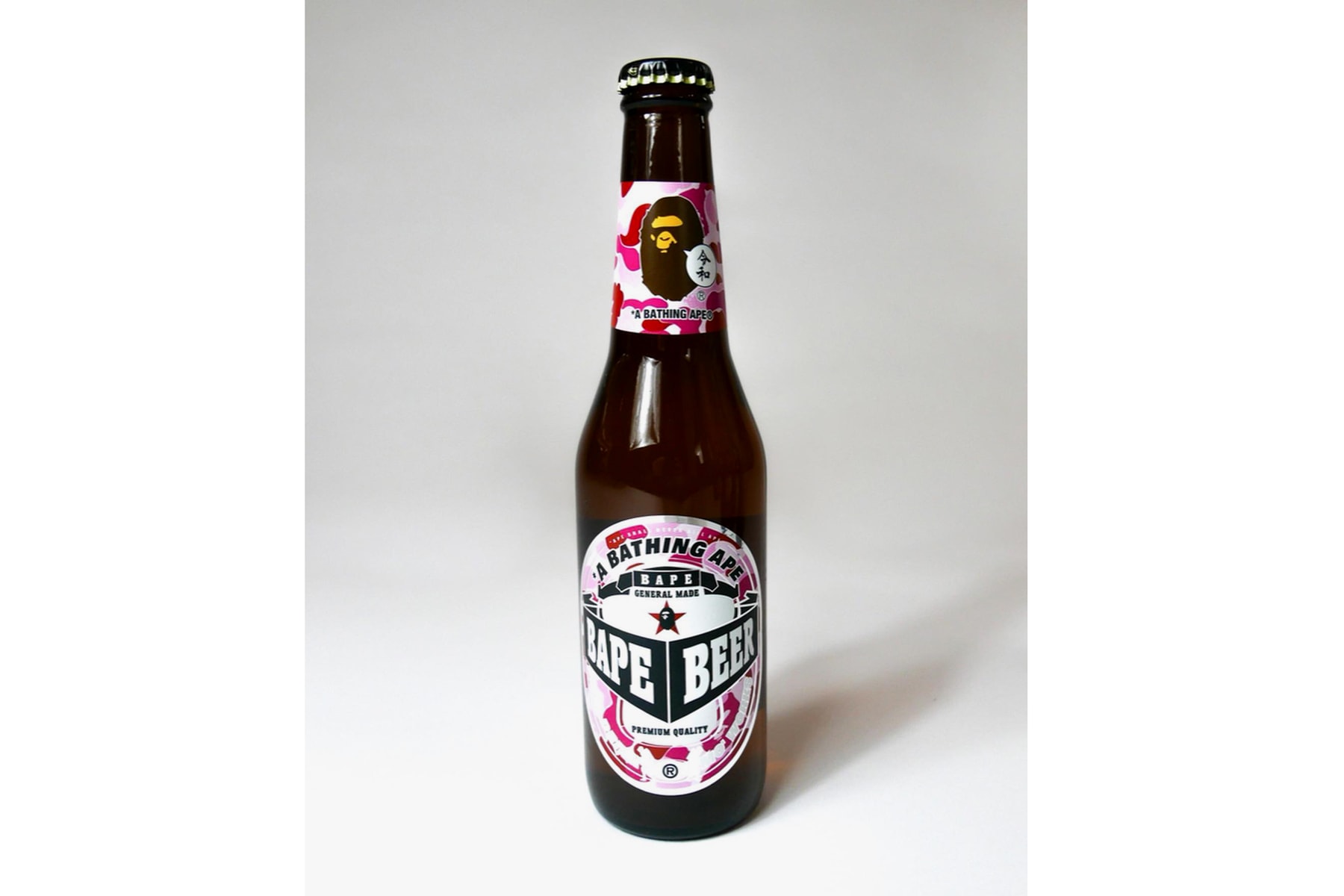 A Bathing Ape Is Giving out Free BAPE Beer japan camo ape head green pink blue