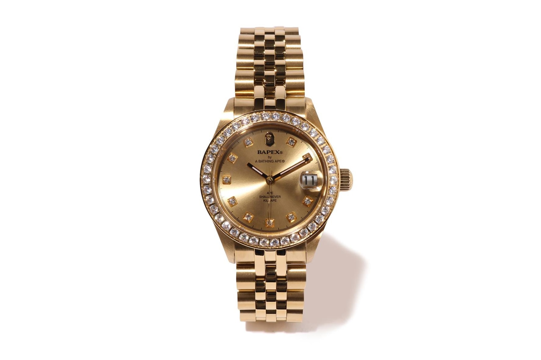 BAPE Type 1 BAPEX "Gold" Limited Edition Release a bathing ape timepieces ice diamonds watches ape head accessories