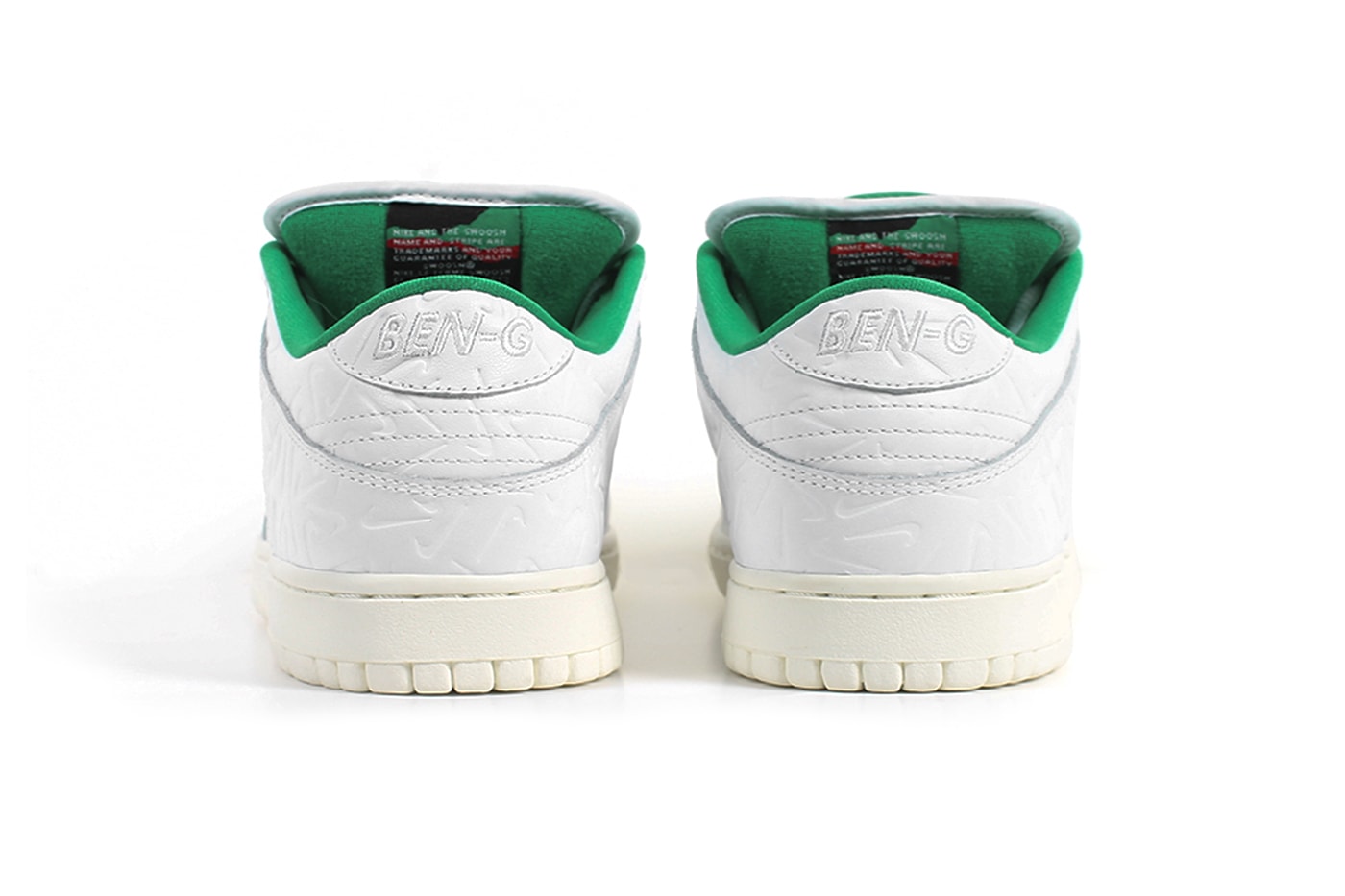 Ben-G Nike SB Dunk Low Official Look embossed swoosh white green release info date buy price