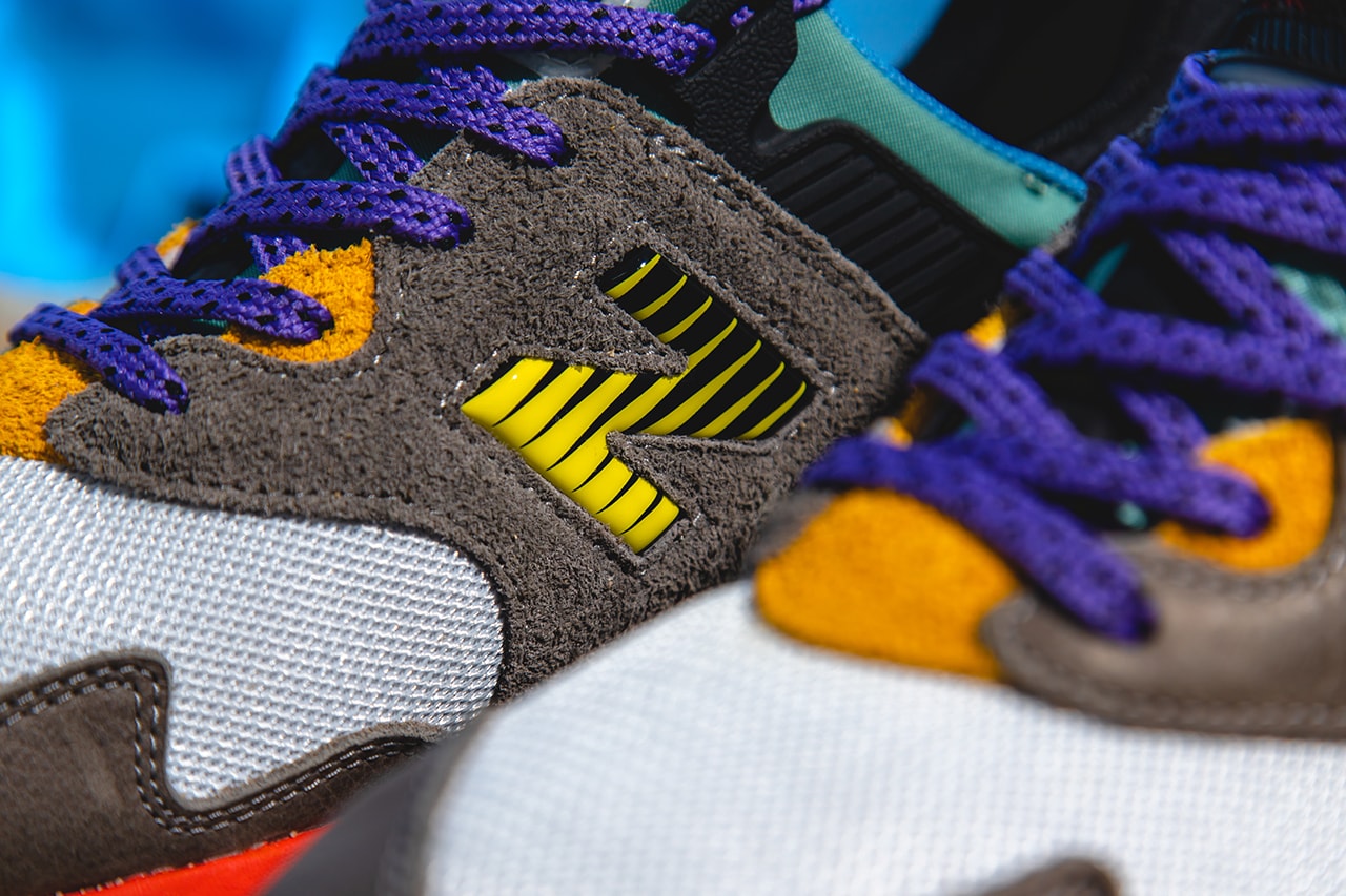new balance 997s bodega no bad days closer look buy cop purchase grey brown leather teal yellow red
