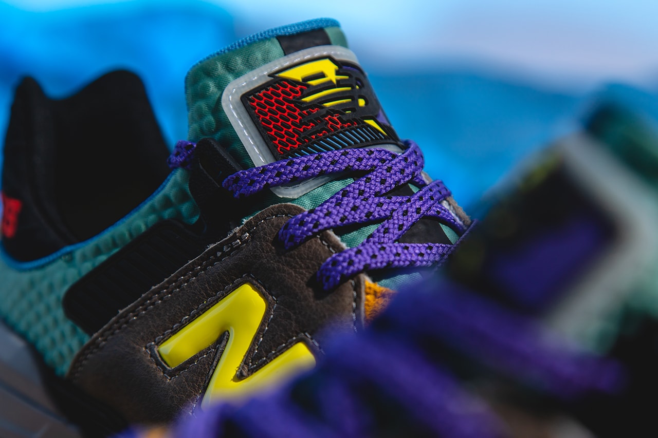 new balance 997s bodega no bad days closer look buy cop purchase grey brown leather teal yellow red