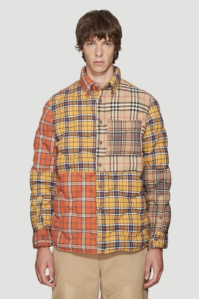 Burberry Multi Check Quilted Overshirt Riccardo Tisci yellow orange beige blue plaid checker tartan jacket fall winter 2019 collection made in italy