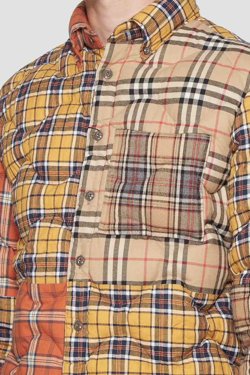 Burberry Multi Check Quilted Overshirt Riccardo Tisci yellow orange beige blue plaid checker tartan jacket fall winter 2019 collection made in italy