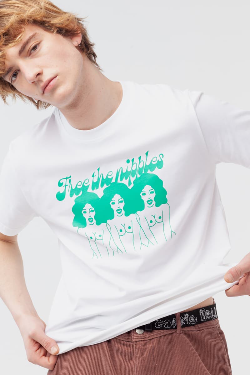 Carne Bollente Fall/Winter 2019 Collection Available Now Buy Online Stores T-Shirts Workwear Jackets Shirts Prints NSFW Designs "Free the Nipple" Embroidered Corduroy Trousers