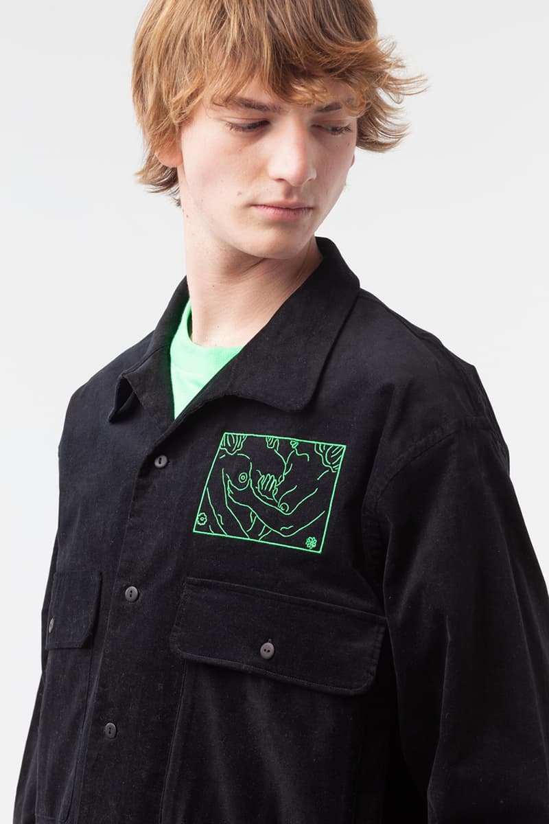 Carne Bollente Fall/Winter 2019 Collection Available Now Buy Online Stores T-Shirts Workwear Jackets Shirts Prints NSFW Designs "Free the Nipple" Embroidered Corduroy Trousers