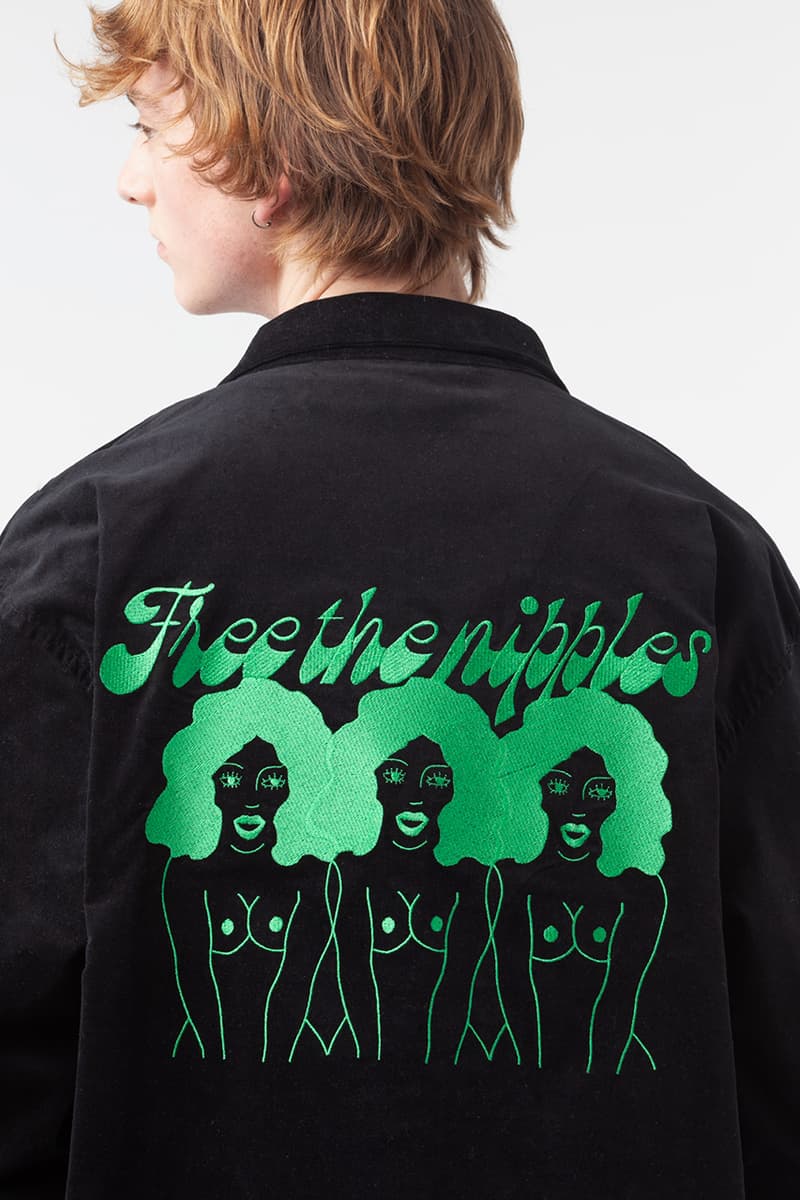 Carne Bollente Fall/Winter 2019 Collection Available Now Buy Online Stores T-Shirts Workwear Jackets Shirts Prints NSFW Designs "Free the Nipple" Embroidered Corduroy Trousers