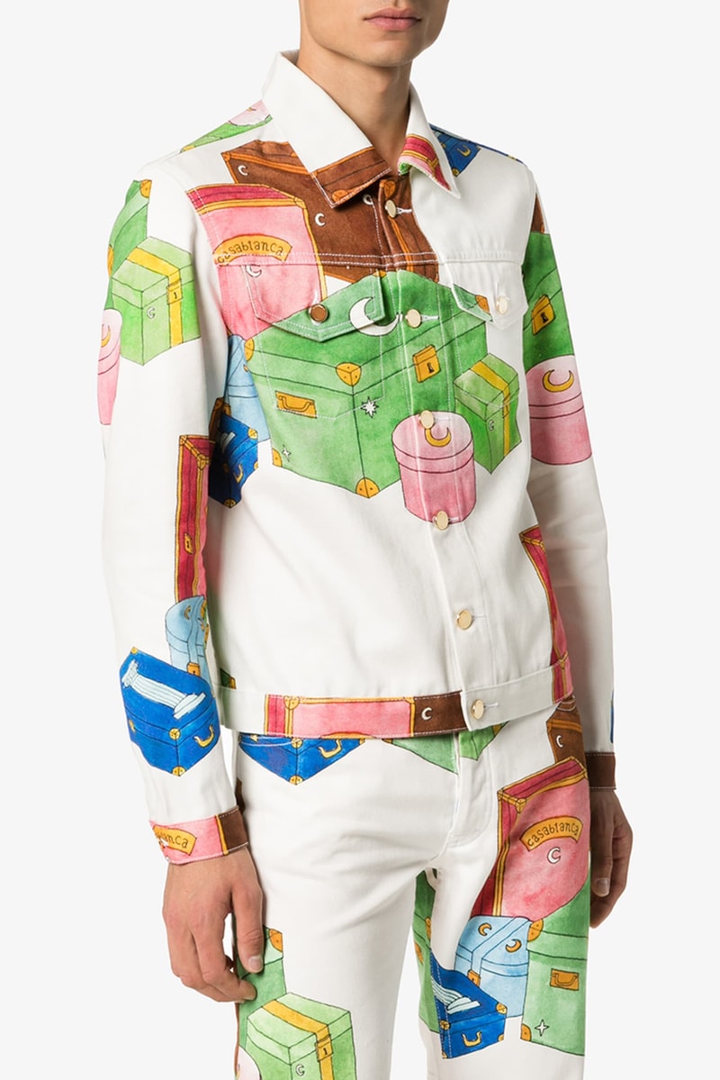Casablanca Trunk Print Denim Jacket White Blue Green Red Brown Orange release fall 2019 