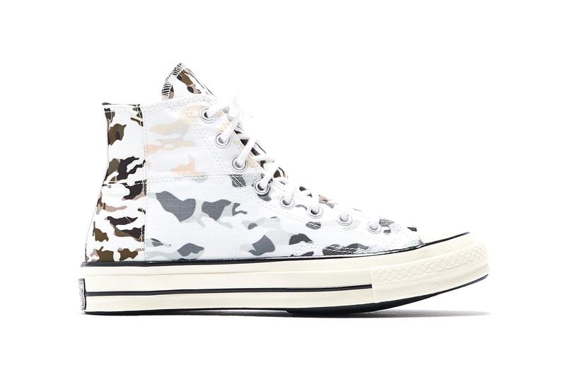Converse Chuck '70 Hi "Blocked Camo" Release Information KITH Store Cop Online In Store Camouflage Design White Leather Canvas Taylor All Star Ripstop "Carbon Grey/Egret"