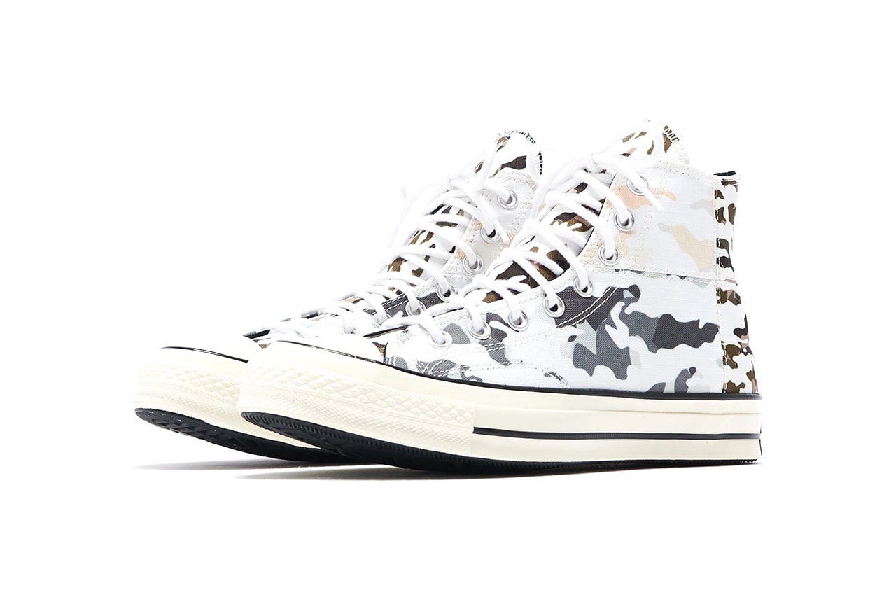 Converse Chuck '70 Hi "Blocked Camo" Release Information KITH Store Cop Online In Store Camouflage Design White Leather Canvas Taylor All Star Ripstop "Carbon Grey/Egret"