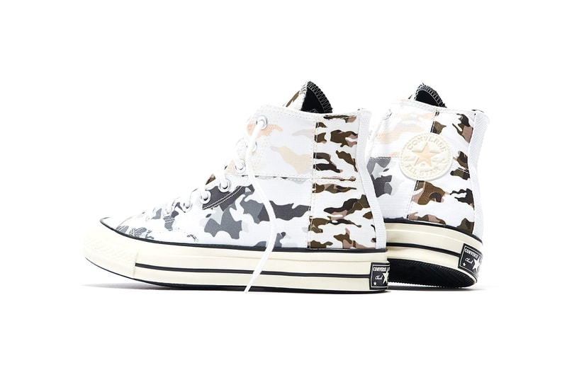 Converse Chuck '70 Hi "Blocked Camo" Release Information KITH Store Cop Online In Store Camouflage Design White Leather Canvas Taylor All Star Ripstop "Carbon Grey/Egret"