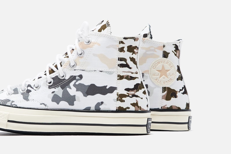 Converse Chuck '70 Hi "Blocked Camo" Release Information KITH Store Cop Online In Store Camouflage Design White Leather Canvas Taylor All Star Ripstop "Carbon Grey/Egret"