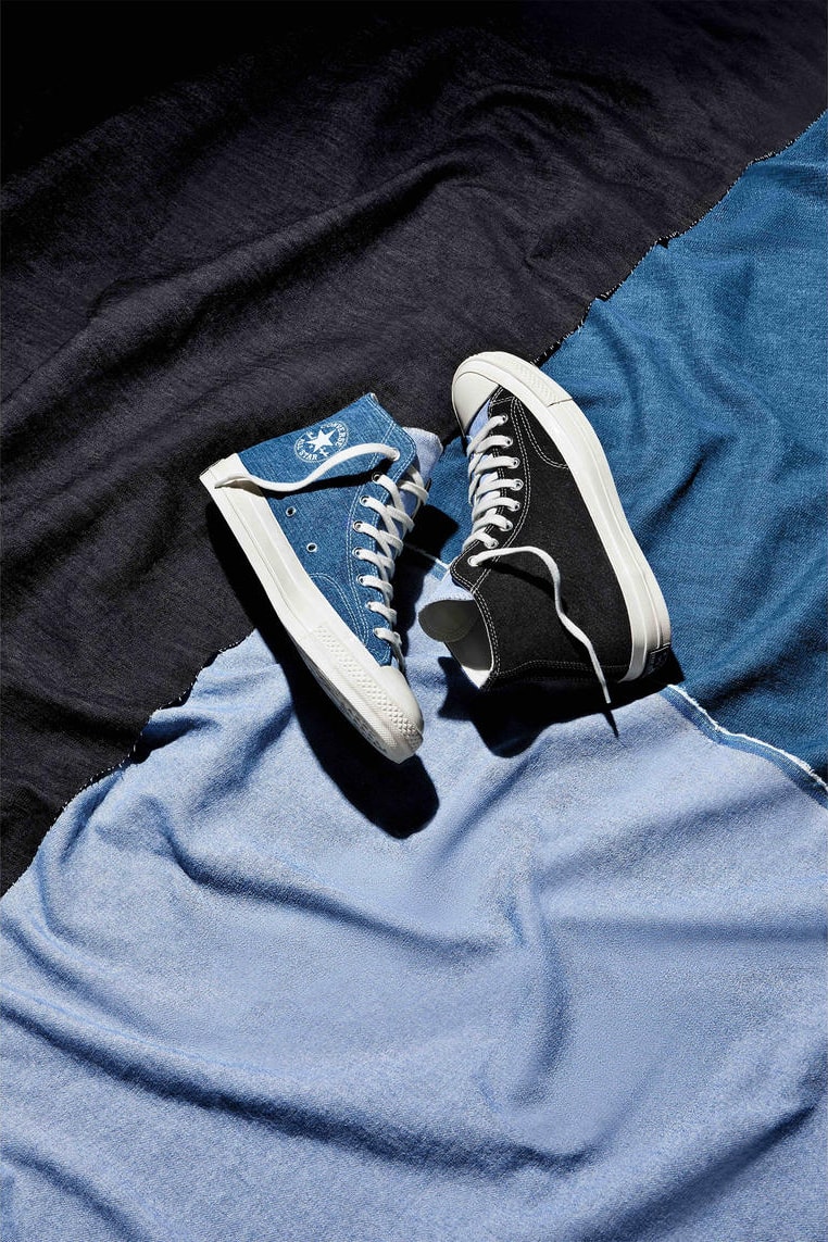 converse renew tri panel denim chuck 70 capsule release information buy cop purchase details sustainable denim sneakers footwear trainers high low beyond retro taylor all star