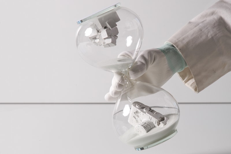 the hour glass exhibition daniel arsham nendo studio weiki somers marc newson artworks sculptures installations