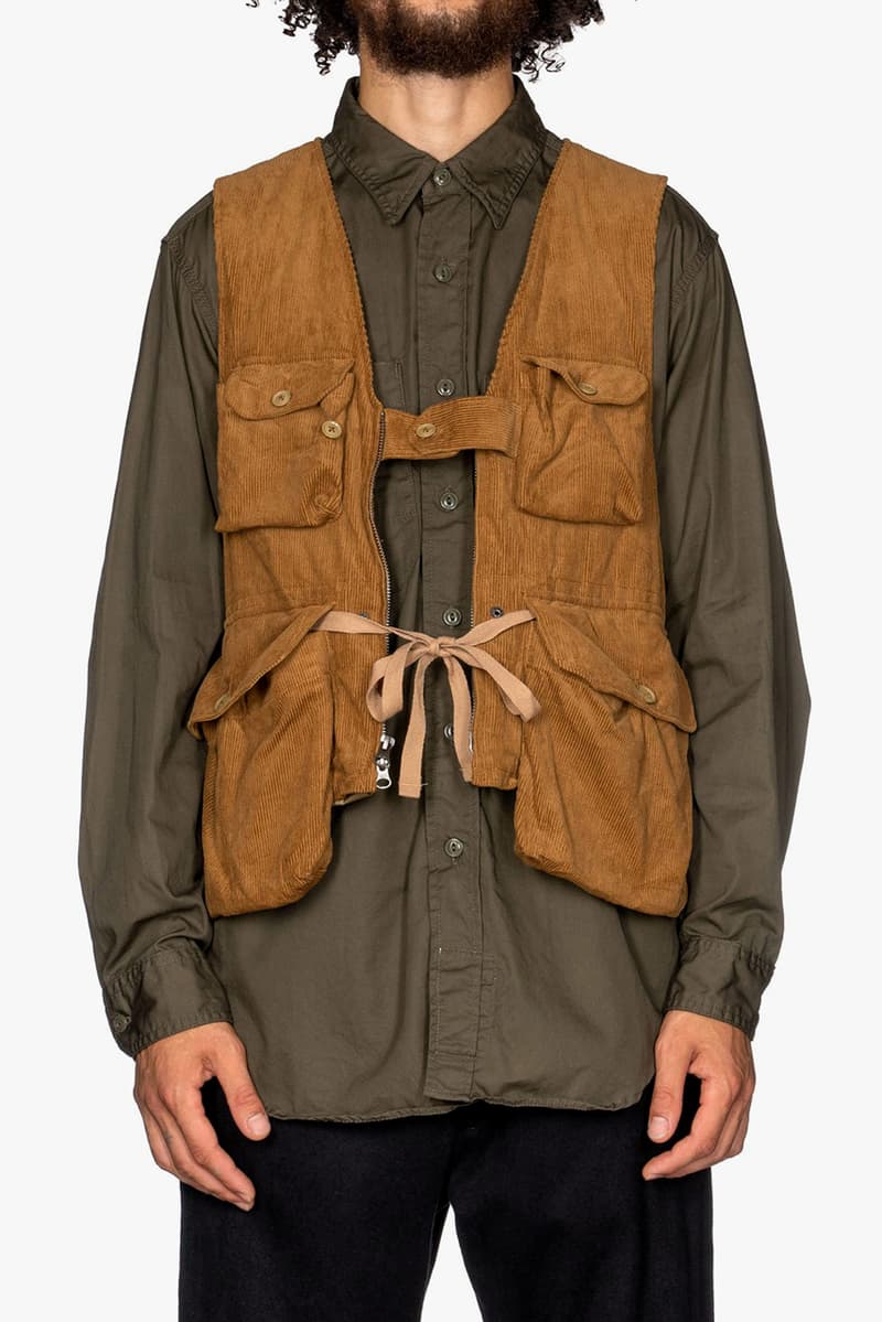 Engineered Garments Double Cloth Game Vests Cotton Corduroy 11W Chestnut Olive Gaiter Hem 