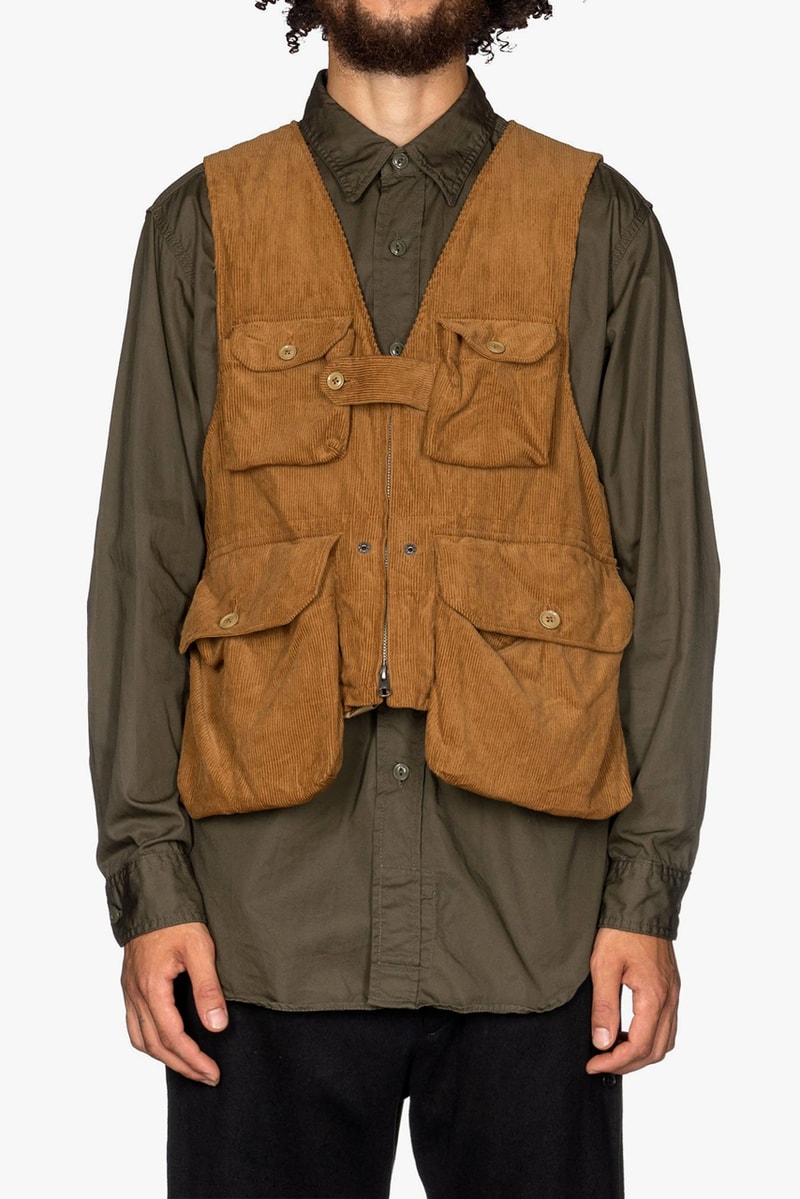 Engineered Garments Double Cloth Game Vests Cotton Corduroy 11W Chestnut Olive Gaiter Hem 