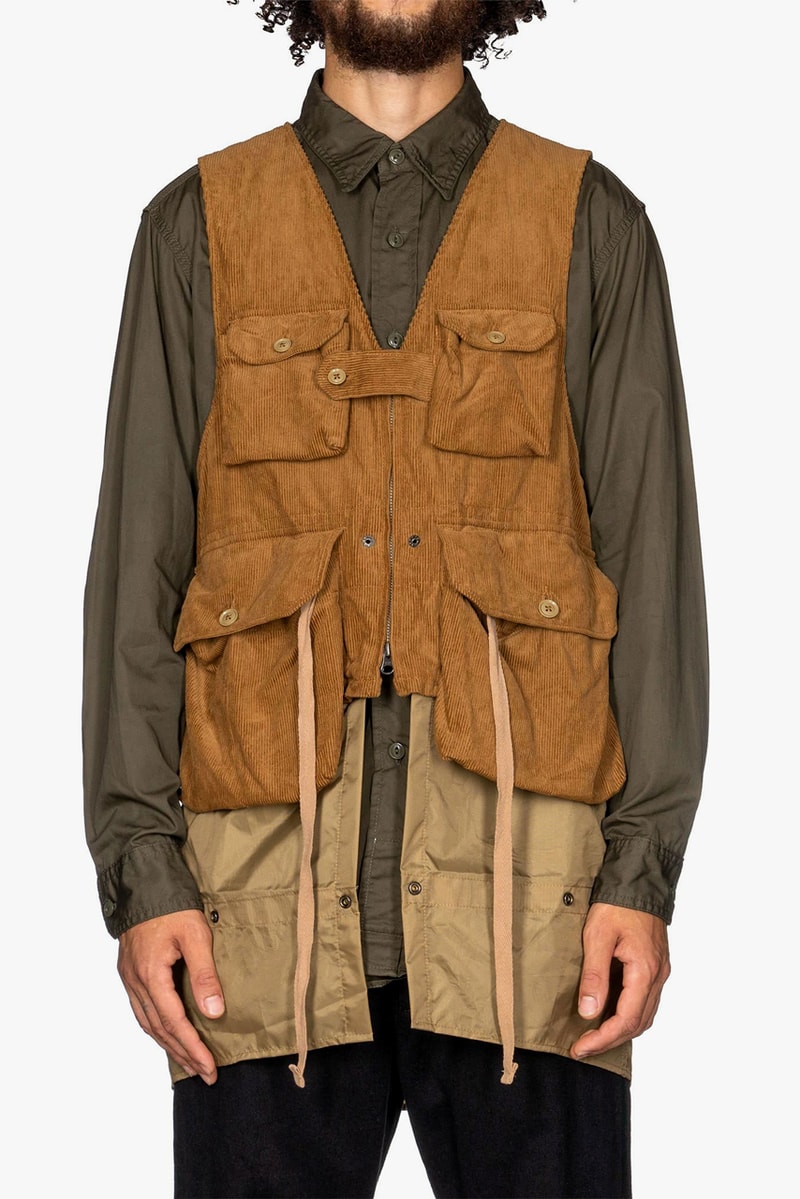 Engineered Garments Double Cloth Game Vests Cotton Corduroy 11W Chestnut Olive Gaiter Hem 