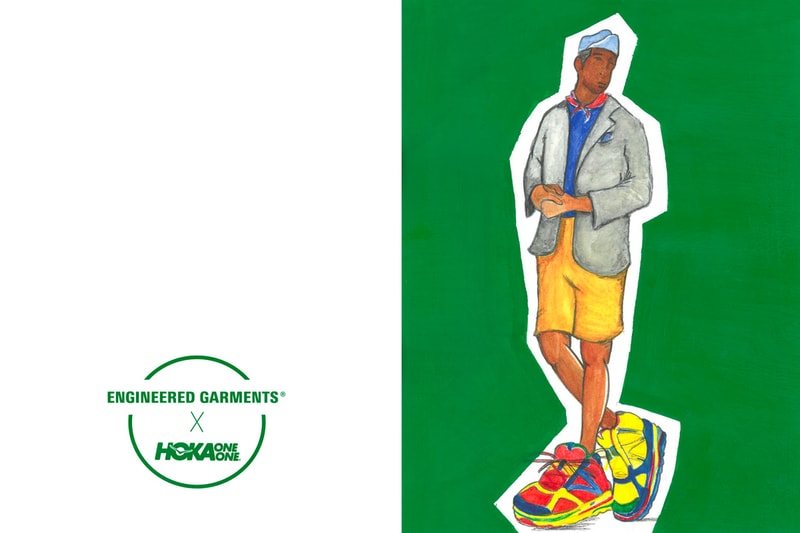 Engineered Garments x HOKA ONE ONE By Shaun Crawford Collaborative shoes capsule three colorways drop date release info multicolor yellow blue red green black white
