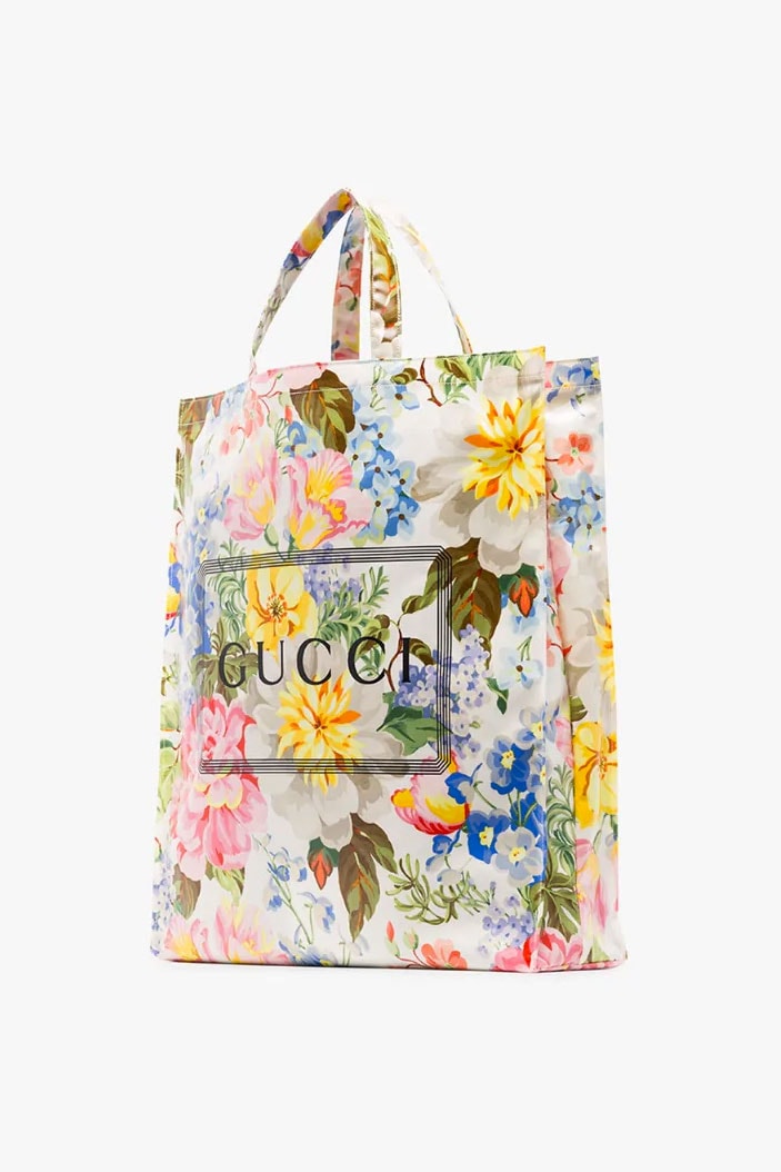 Gucci Multicolored Floral-Print Tote Bag Italian carrying bag PVC 