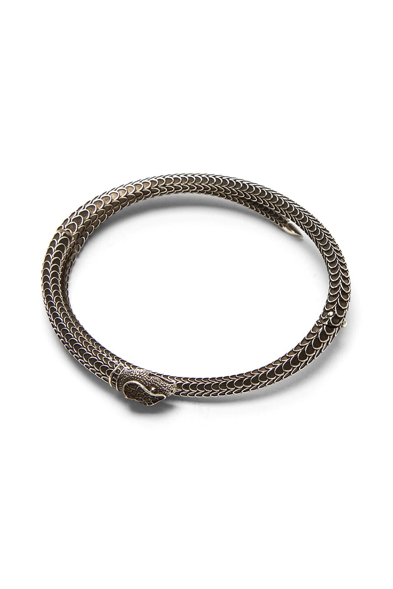 "Gucci Garden" Snake Cuff Bracelet Antique Finish Stacked Ring Engraved Motif Design Alessandro Michele Scales Details 100% Sterling Silver