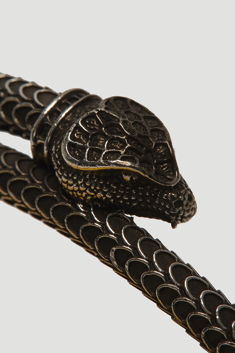 "Gucci Garden" Snake Cuff Bracelet Antique Finish Stacked Ring Engraved Motif Design Alessandro Michele Scales Details 100% Sterling Silver