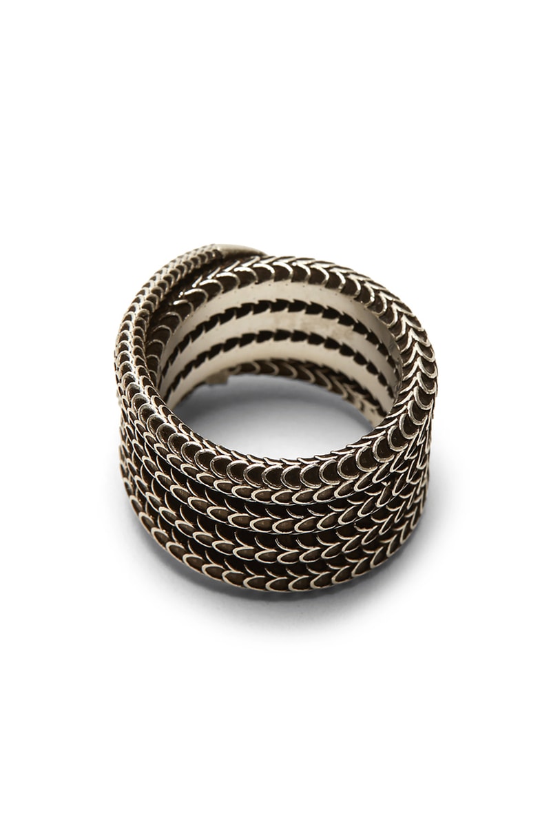 "Gucci Garden" Snake Cuff Bracelet Antique Finish Stacked Ring Engraved Motif Design Alessandro Michele Scales Details 100% Sterling Silver