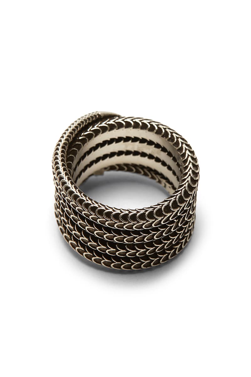 "Gucci Garden" Snake Cuff Bracelet Antique Finish Stacked Ring Engraved Motif Design Alessandro Michele Scales Details 100% Sterling Silver
