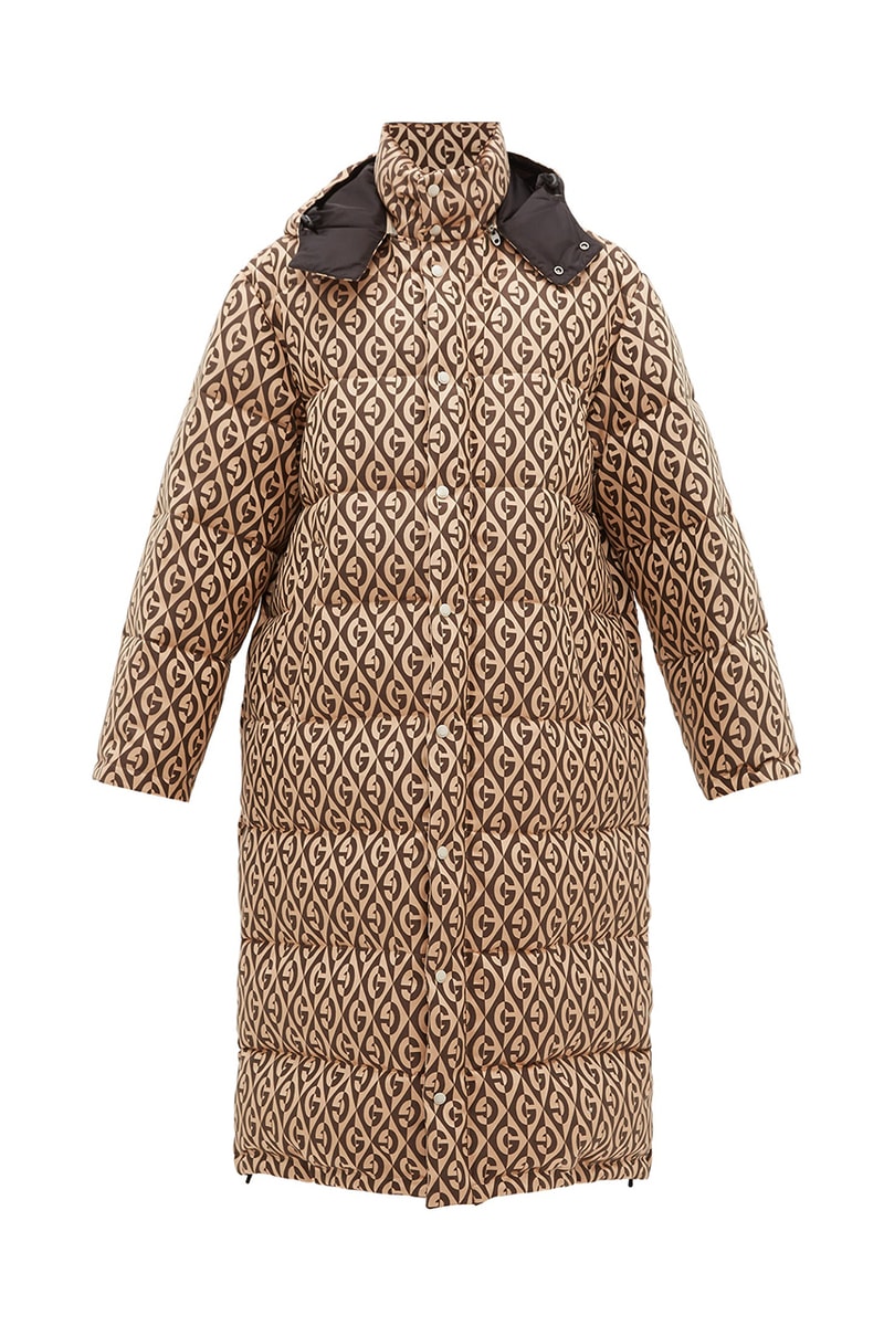 Gucci Logo-Jacquard Down-Filled Coat Rhombus logo 1930 Design Big Winter Coat Fall/Winter 2019 FW19 Alessandro Michele Italian Quilted Detachable Hood