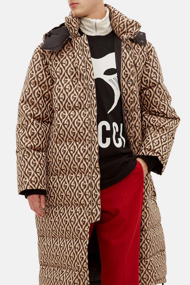 Gucci Logo-Jacquard Down-Filled Coat Rhombus logo 1930 Design Big Winter Coat Fall/Winter 2019 FW19 Alessandro Michele Italian Quilted Detachable Hood
