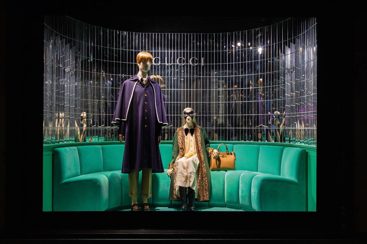 gucci saks exclusive collaboration fall winter 2019 collection new york windows installation takeover alessandro michele mens womens menswear womenswear accessories fragrance memoire dune odeur