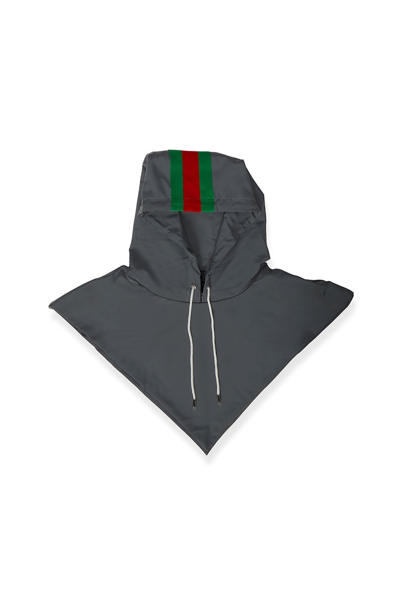 Gucci Signature Stripe Reflective Hood Grey Motif Green Red Technical Fabrication Jacket Addition Accessories Alessandro Michele Fall Winter 2019 FW19 