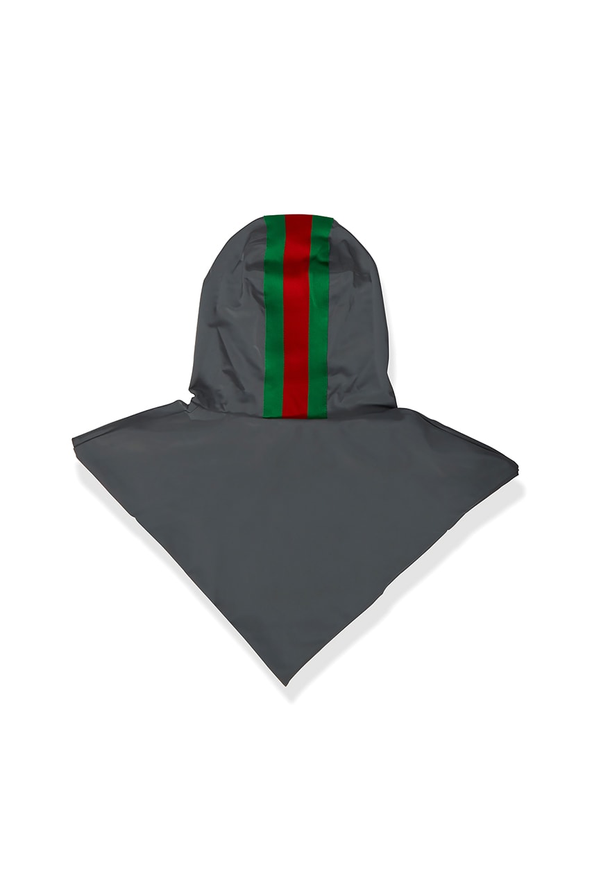 Gucci Signature Stripe Reflective Hood Grey Motif Green Red Technical Fabrication Jacket Addition Accessories Alessandro Michele Fall Winter 2019 FW19 