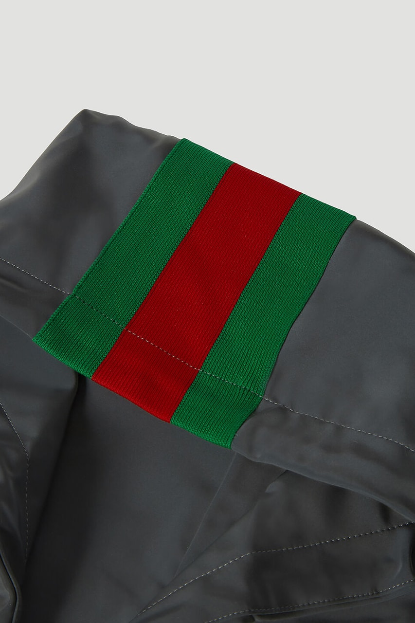 Gucci Signature Stripe Reflective Hood Grey Motif Green Red Technical Fabrication Jacket Addition Accessories Alessandro Michele Fall Winter 2019 FW19 