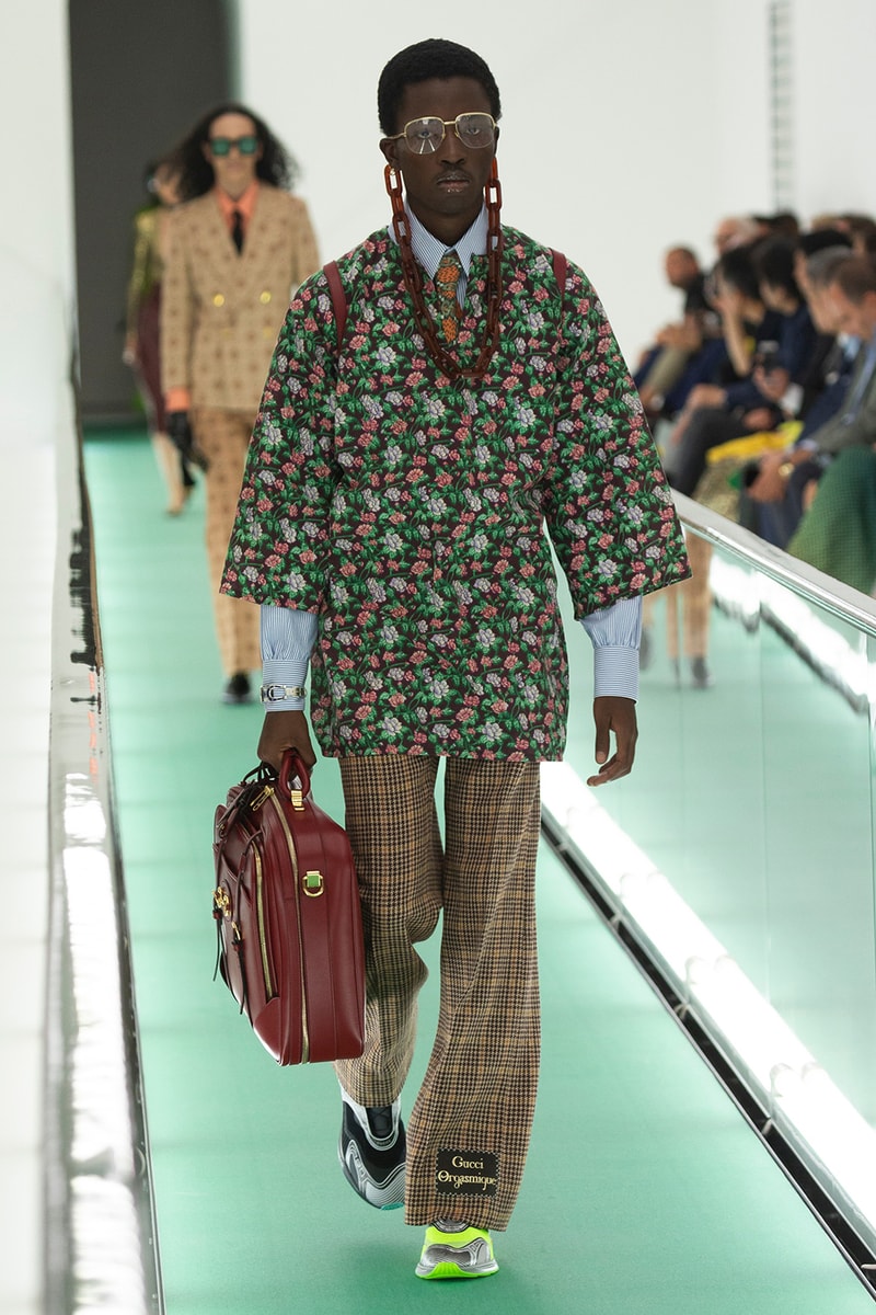 gucci spring summer 2020 ss20 milan fashion week stripped back protest mental health orgasmique erotique michel foucault first look collection show runway