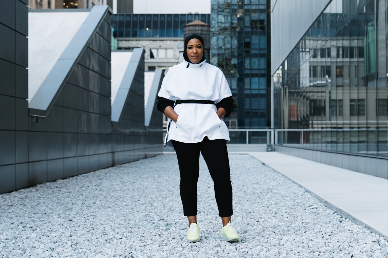 ibtihaj muhammad style nike pro hijab zero carbon sustainble sustainability fashion louella giving back to community climate change action air max 720 neon green streetsnaps interview