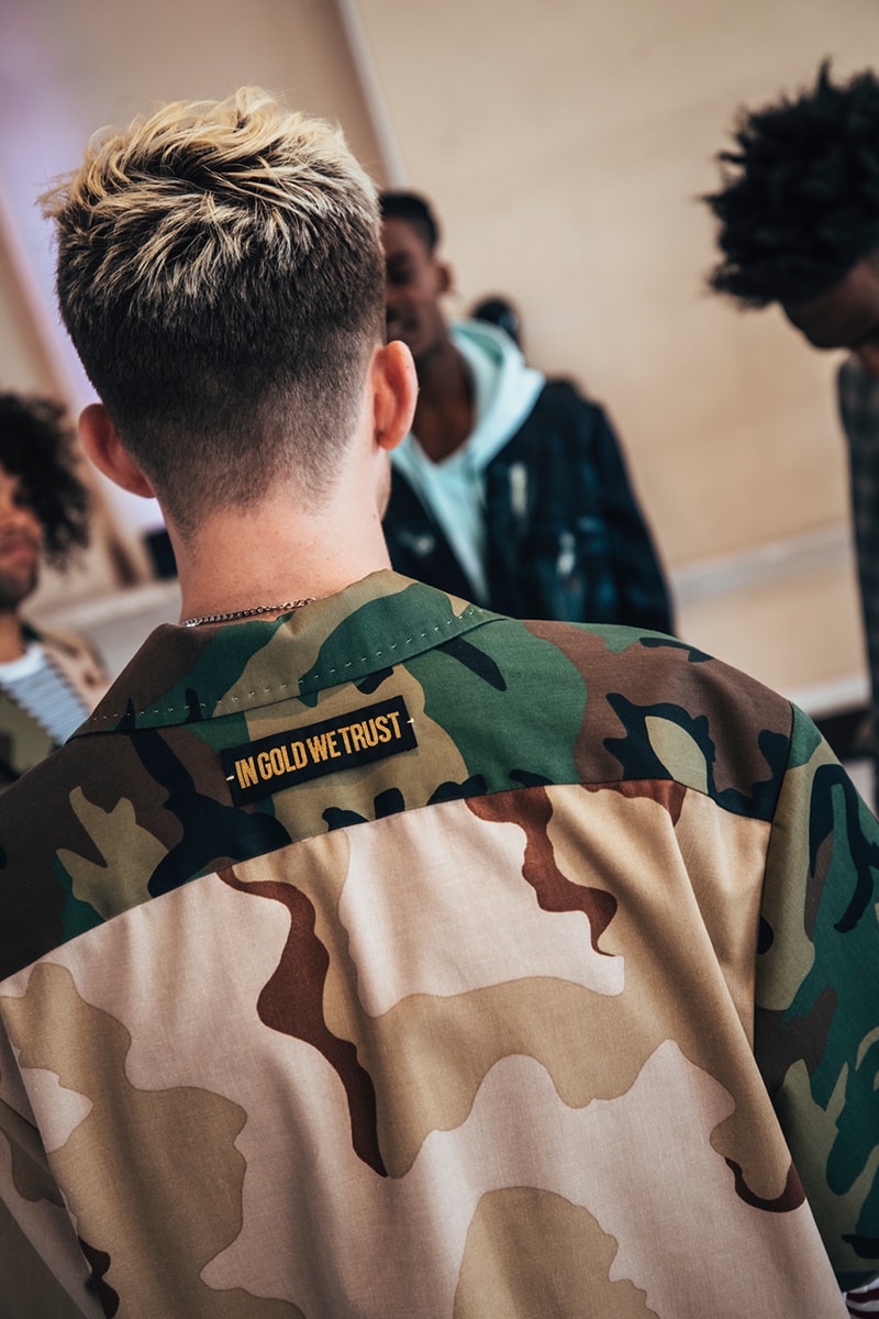 In Gold We Trust Preview SS20 at London Fashion Week Hypebeast Streetwear Materials Spring Summer 2020 Collection Johannes Vermeer Painting Industrial Installation.