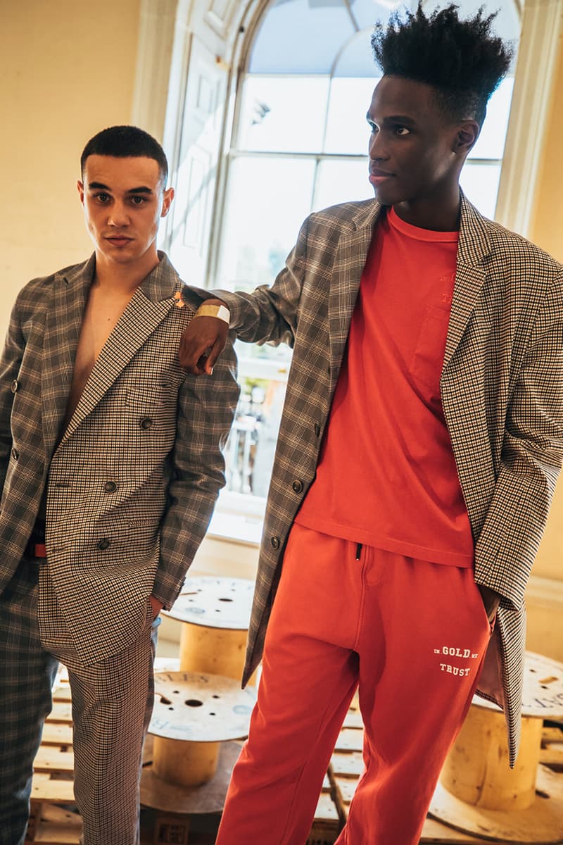 In Gold We Trust Preview SS20 at London Fashion Week Hypebeast Streetwear Materials Spring Summer 2020 Collection Johannes Vermeer Painting Industrial Installation.
