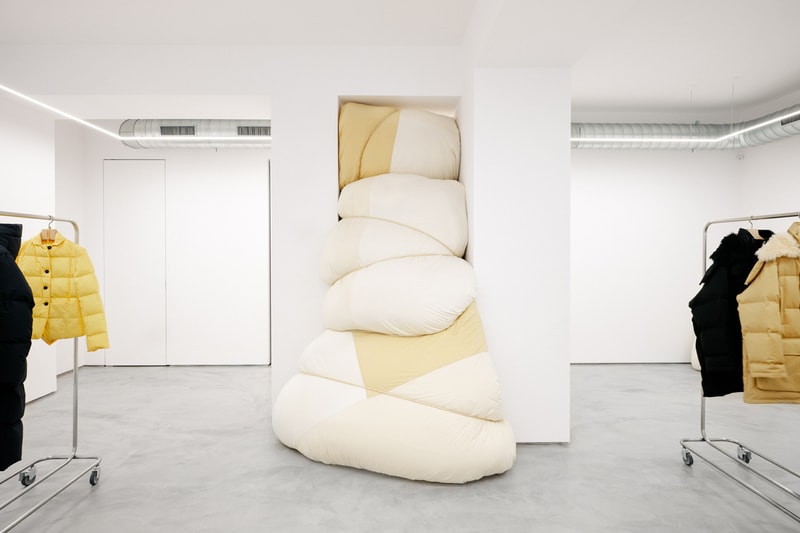 Jil Sander via sant andrea store milan installation space rotating exhibitions monthly gallery luke lucie meier creative director down jackets 