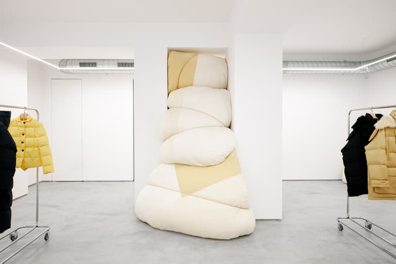 Jil Sander via sant andrea store milan installation space rotating exhibitions monthly gallery luke lucie meier creative director down jackets