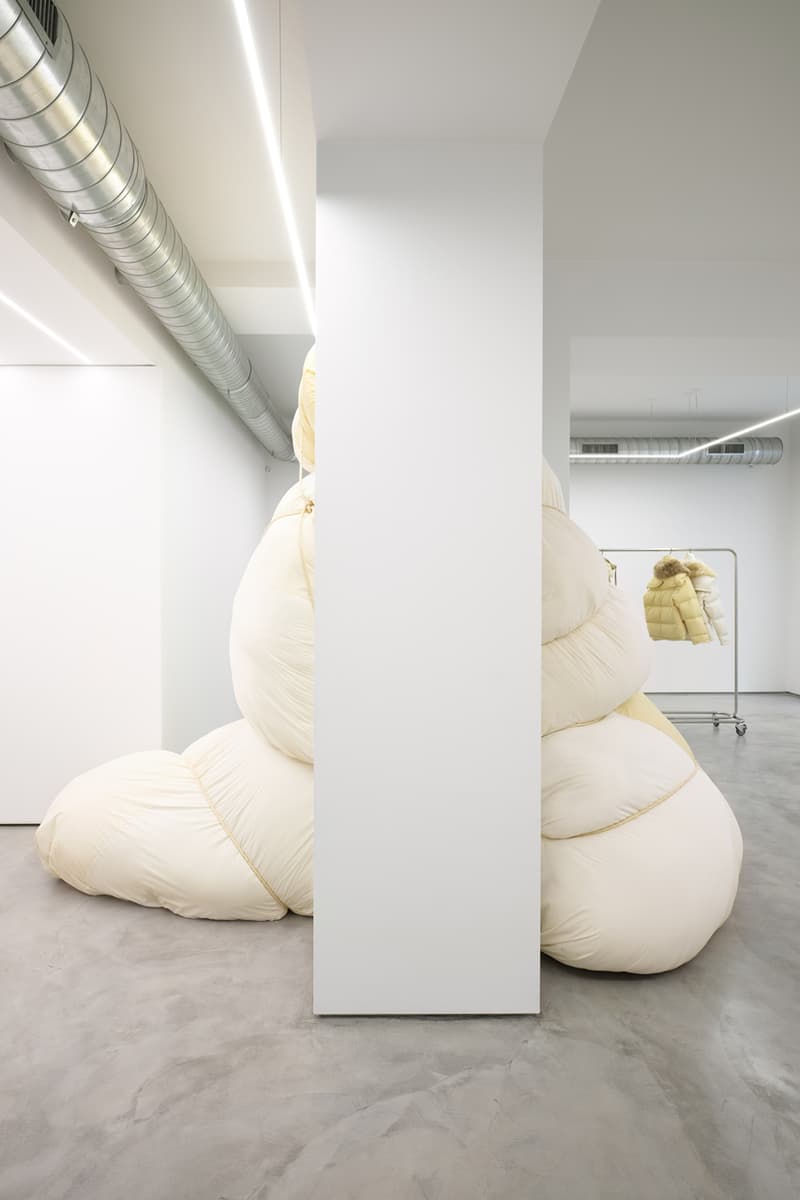 Jil Sander via sant andrea store milan installation space rotating exhibitions monthly gallery luke lucie meier creative director down jackets