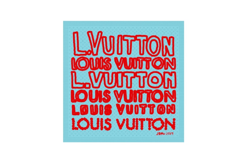 Jonas Wood x Louis Vuitton Textile Accessories Collection American Artist Colorful Motifs Drawings Wraps Scarves Blue Pink Basketballs "LV" Logo 