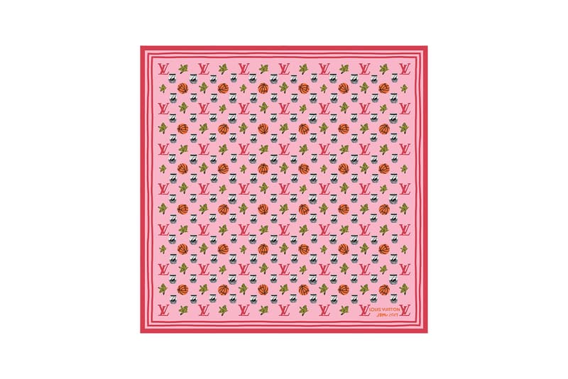 Jonas Wood x Louis Vuitton Textile Accessories Collection American Artist Colorful Motifs Drawings Wraps Scarves Blue Pink Basketballs "LV" Logo