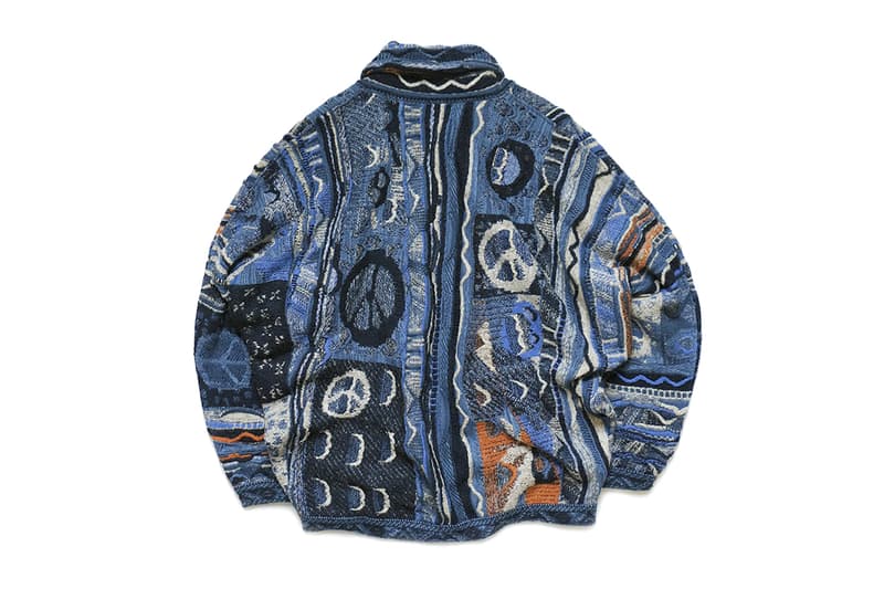 KAPITAL Masterfully Woven 7G Knit BORO GAUDY Cardigan post impressionistic painterly tribal folk indigo orange fall winter 2019 sweater