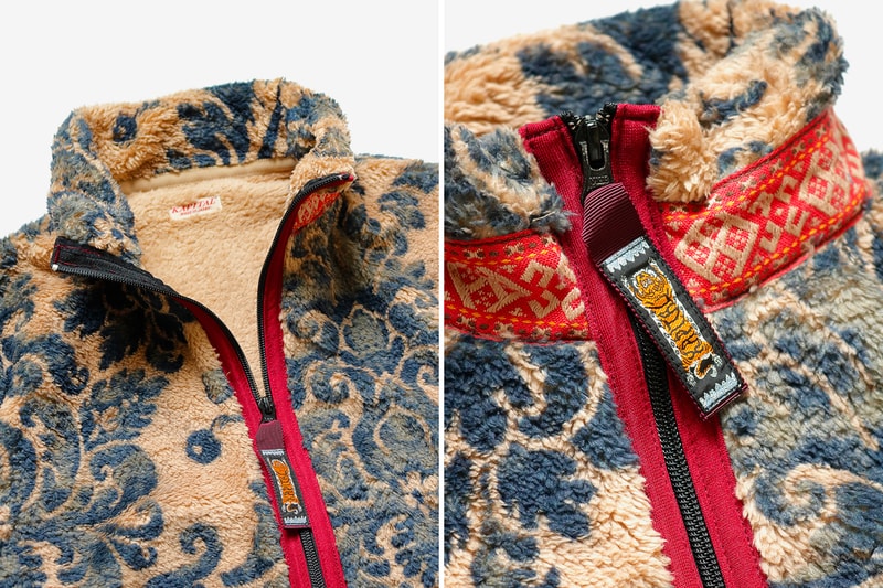 KAPITAL Damask Fleece Zip Jacket snap pullover toro Kiro Toshikiyo Hirata traditional navajo paisley floral indigo poly outerwear fall winter 2019
