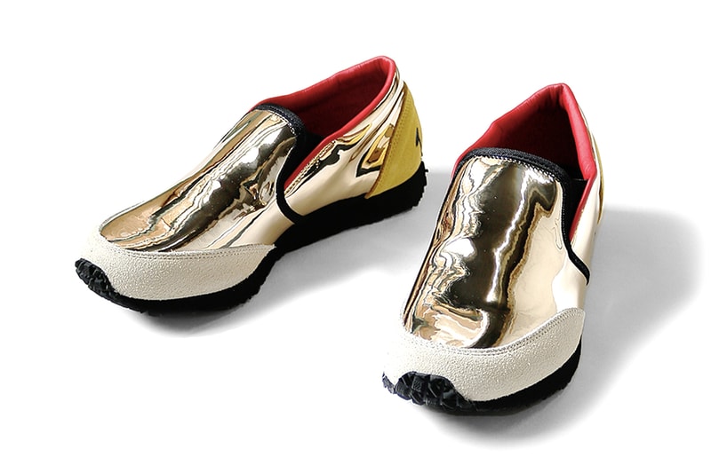KAPITAL Mirror Leather Heel Smiley Slip On silver reflective red leather black rubber face embroidery footwear sneakers shoes wapi sabi for kapital